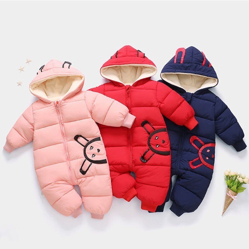 -né tenue de bébé hiver combinaison Snowsuit garçon Plus velours barboteuse bas coton fille vêtements infantile pardessus vêtements