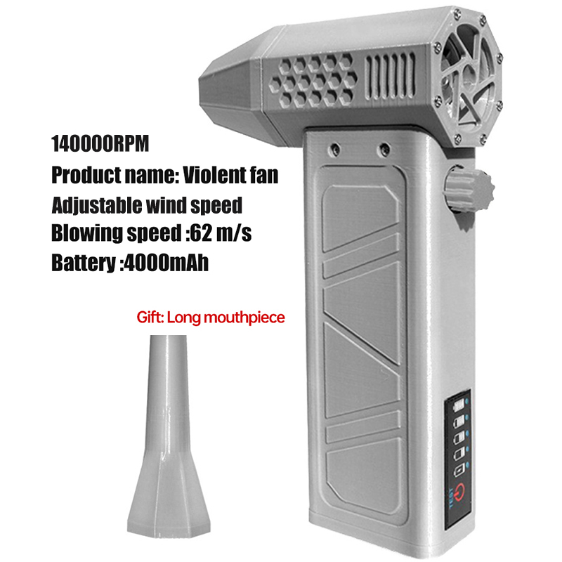 Electric Air Blower 140000RPM Powerful Snow Blower High-speed Dust Fan Mini Turbo Jet Fan Handheld Brushless Motor Car Dryer: Brown