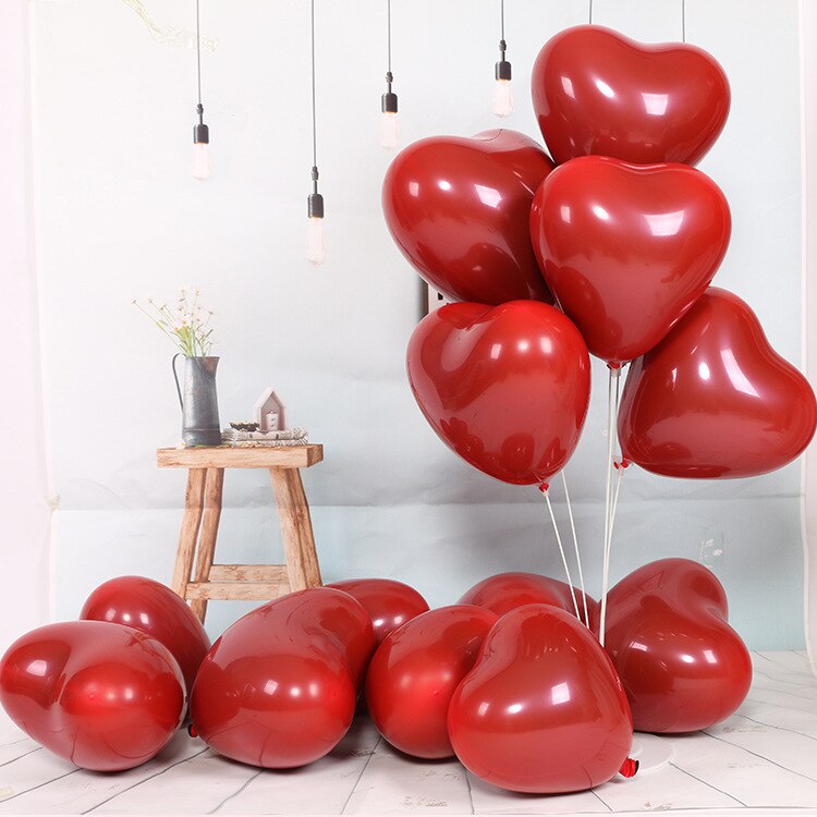 10 stk 12 tommer granatæble rødt hjerteformet latex ballon bryllup dekoration forslag fest balloner valentinsdag tilståelse