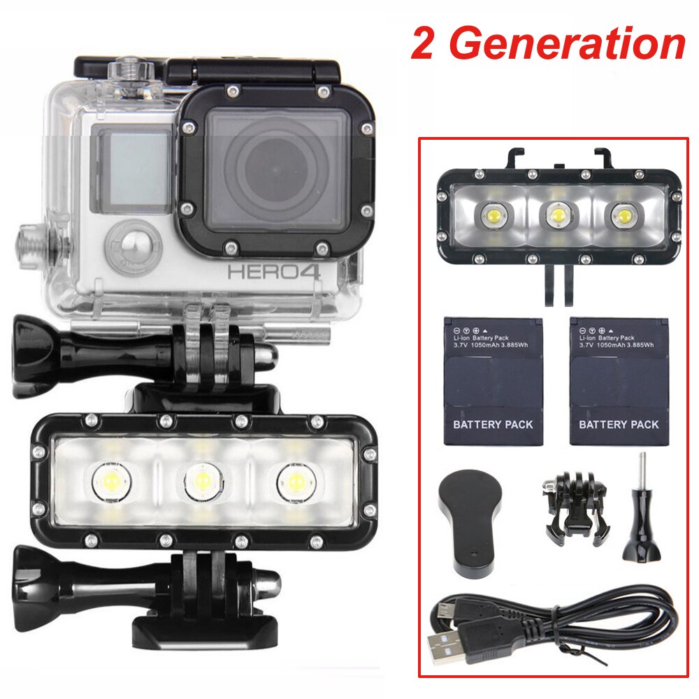 Duiken Led Flash Light Onderwater Video Lamp Voor Gopro Hero 8 7 6 Hero 5 4 4S 3 Voor xiaomi Yi 4K Sjcam SJ4000 SJ6 Mijia Eken H9