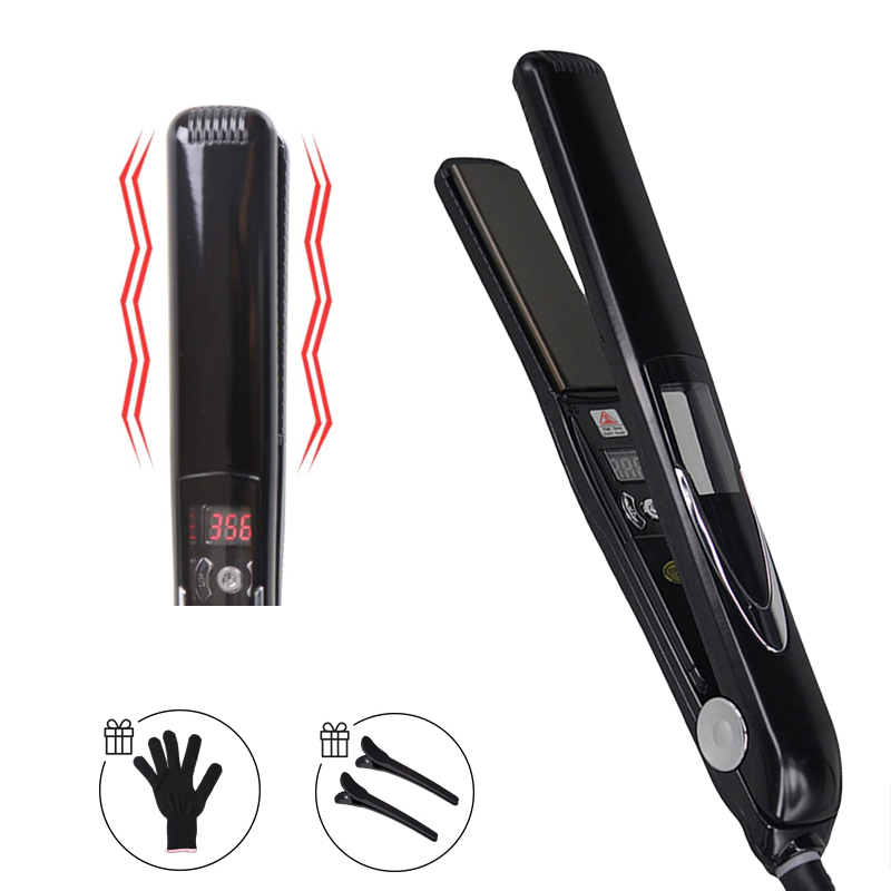 Titanium Flat Iron Vibrate Massage Keratin 470℉ Straightening Irons Hair Straightener Curler Fast Vibrating Salon Styling Tools