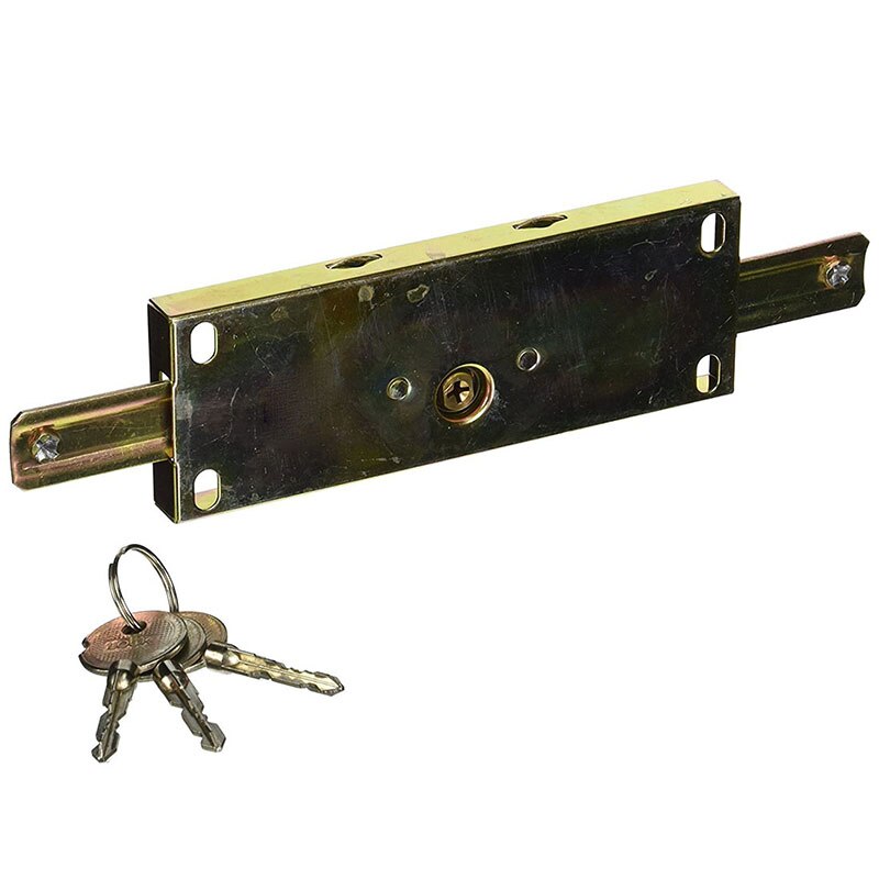 Cerradura de puerta de persiana enrollable central de Metal con llave cruzada de tono dorado para garaje