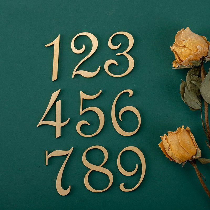Modern Brass House Numbers Stickers For Apartment Metal Self Adhesive Doorplate Door Plaque Number Mailbox Address Street Signs