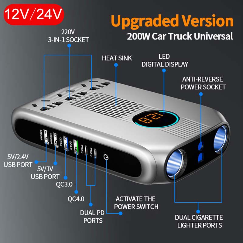 12v 24v to 220V Car Inverter Converter Reverse Tra... – Grandado