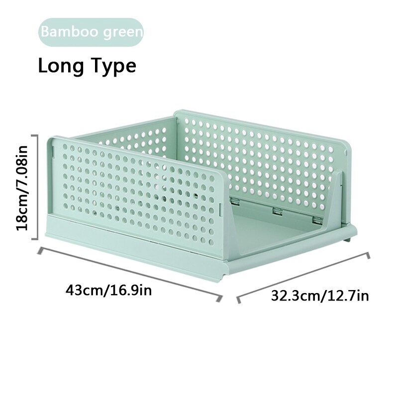 Detachable Clothes Organizer Wardrobe Partition Board Rack Drawer Clothes Storage Box Bedroom Multi-Layer Stackable Storage Rack: BambooGreen Long