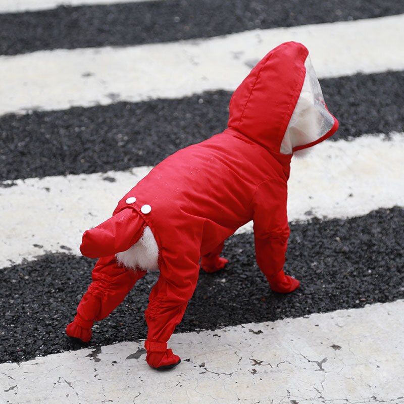 Dog Raincoat Rain Boots Pet Outdoor Waterproof Clothes and Shoes Puppy Warm Four-legged Jumpsuit Chihuahua Accessories Dog Coat
