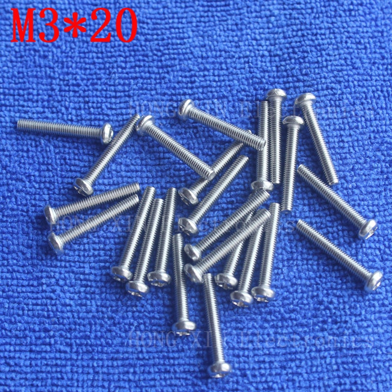 M3*20 1pcs 304 Stainless Steel Screw 20mm Round Head Screws Phillips Crosshead Thread Bolt Brand high fastener tools