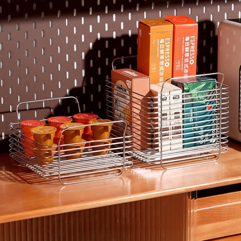 Paniers empilables en fil d'acier inoxydable, Organization de fruits et légumes, garde-manger, armoire, poubelle, étagères de rangement pour la cuisine