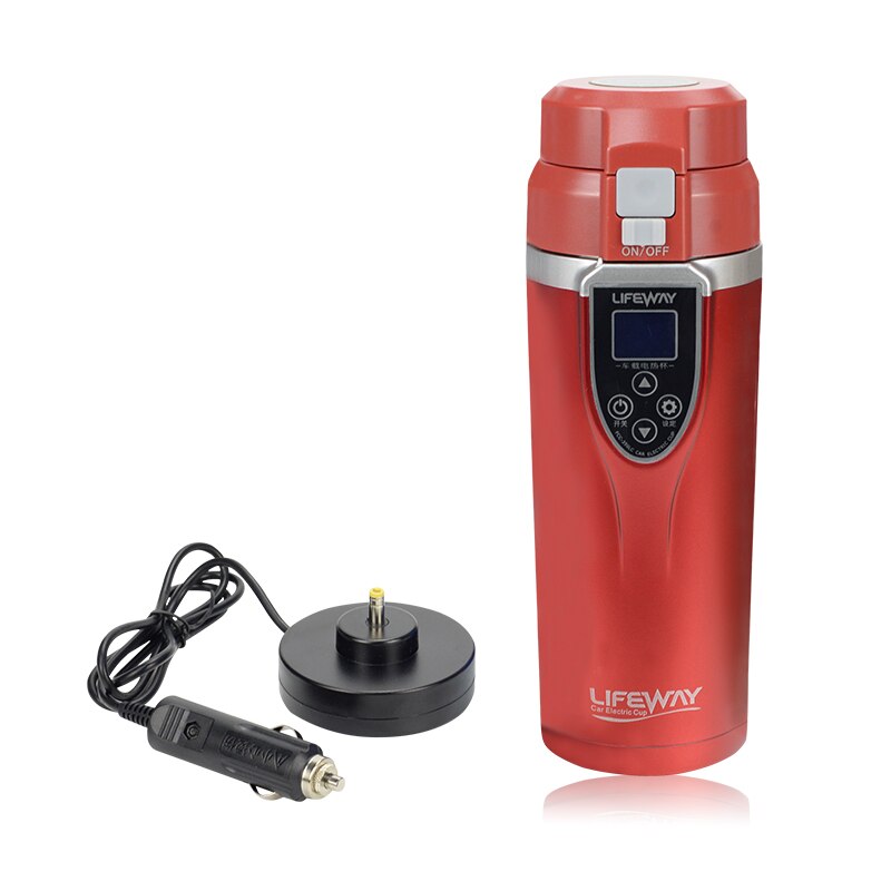 Controle de temperatura 12v 24v chaleira elétrica do carro de aquecimento de cristal copo inteligente mutil-escolha caneca fervida e isolada copo de viagem: Vermelho