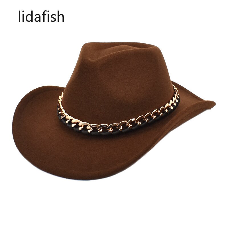 Lidafish Europese Amerikaanse Western Cowboy Hoed Vrouwen Mannen Wolvilt Jazz Hoed Outdoor Gentleman Sombrero Hombre Cap