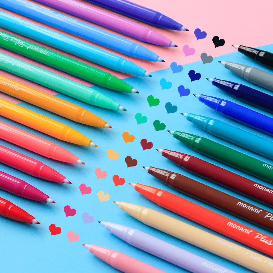 Monami 3000 Aquarell Kuli-einstellen Malerei Graffiti Markerpen Faser Farbe Haken Linie Stift Tagebuch Kunst Stift Schüler lieferungen