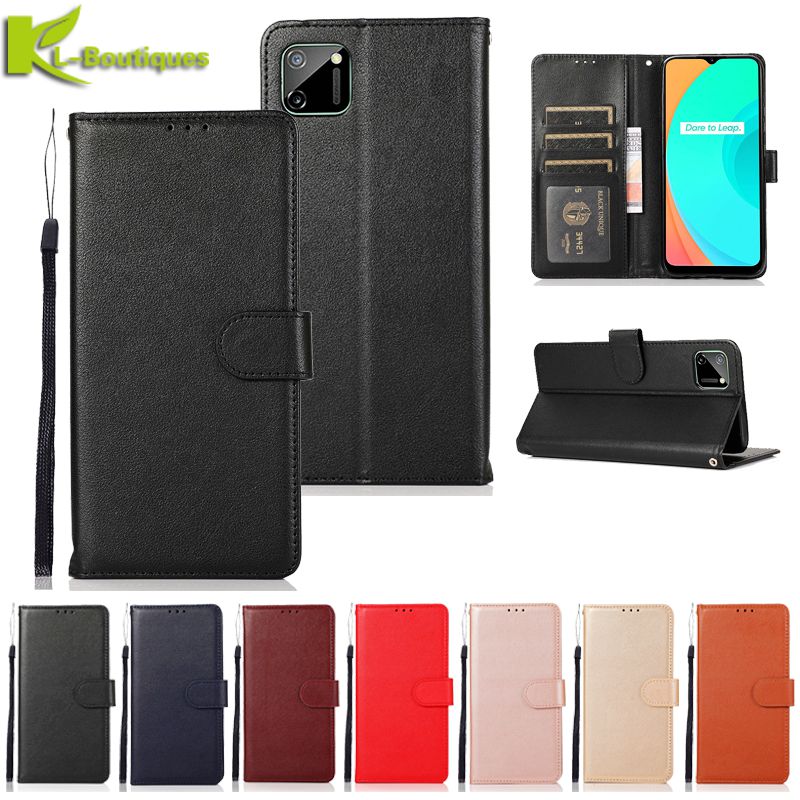 Realme C11 de cuero caso Coque OPPO Realme C11 OPPO caso Realme C 11 cubierta Flip clásico de la carpeta del teléfono casos Fundas