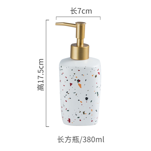 Tragbare Seifenspender aus Keramik, Handwaschflüssigkeit, Flasche, Terrazzo-aufbringen, Lotionsflasche, Seifenflasche, Badezimmer-Seifenspender: Licht Grau