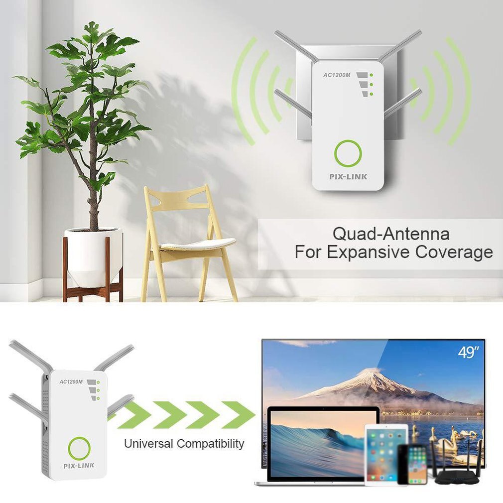 Ac1200M Dual Frequency Wireless High Power Repeater Long Range Indoor Wireless Network Router Wifi Router