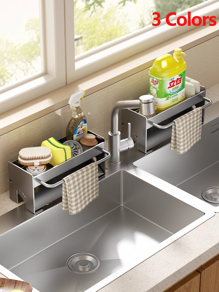 Küche Waschbecken Ständer Schwamm Halfter Abtropffläche Organisatoren Lagerung Zubehör Regal Lagerung Organizer Geschirr Trocknen Gestell Spielereien