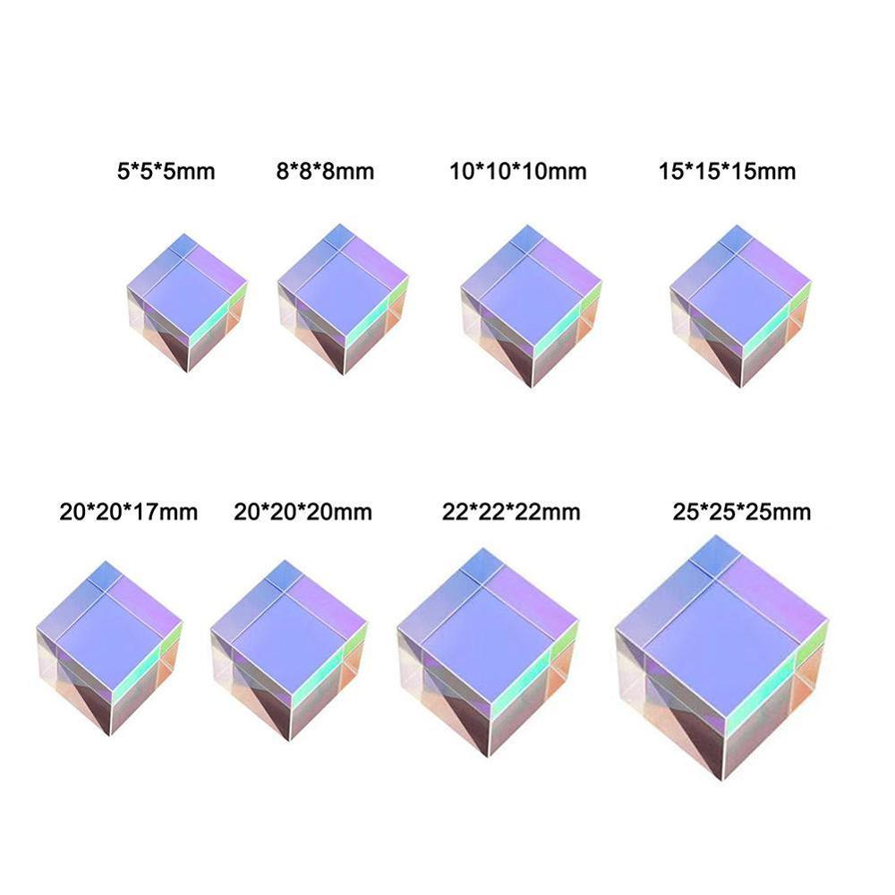 Dichroic Glass Optical Color X-Cube Four Side Polished Glass Experiment Prism 5*5*5mm For Teaching K9 Rainbow Cube G0A7