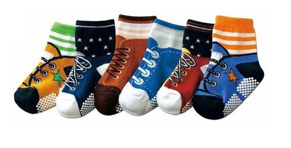 6 paires de chaussettes antidérapantes pour bébés garçons, chaussures de sol décontractées en coton: 17