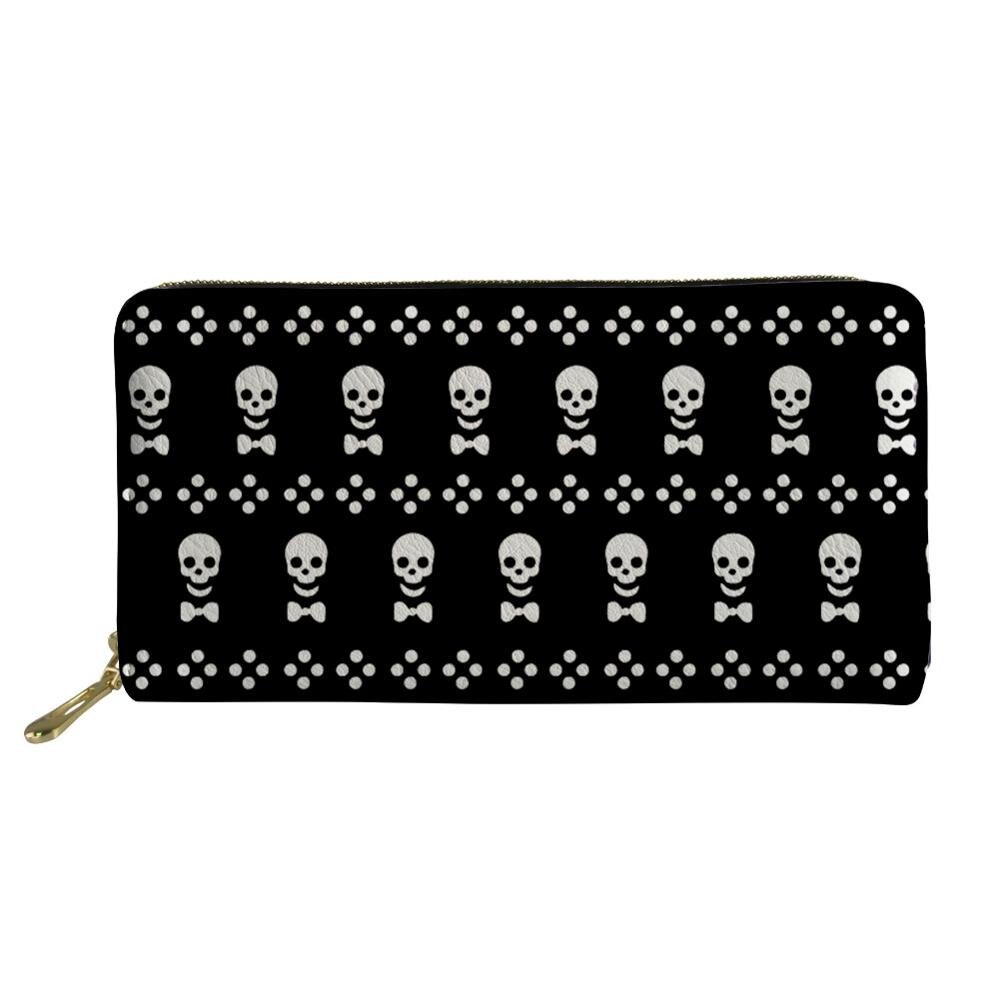 Nopersonality DELL'UNITÀ di elaborazione Del Cuoio Del Raccoglitore Della Frizione Delle Donne Per Il Tempo Libero Del Cranio Della Borsa Della Stampa Delle Donne Portafogli Lungo Della Moneta Titolari di Carte di Borsa Carteras: L742Z21