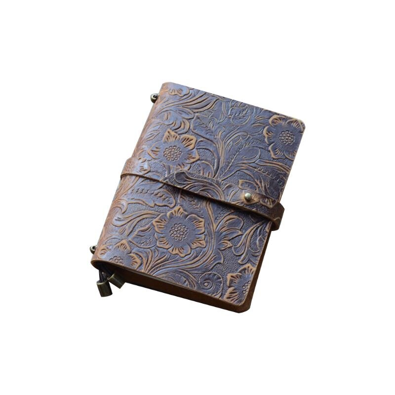 Vintage Leather Travel Journal Notebook Dagboek Reliëf Gesneden Notepad Schetsboek: Section A