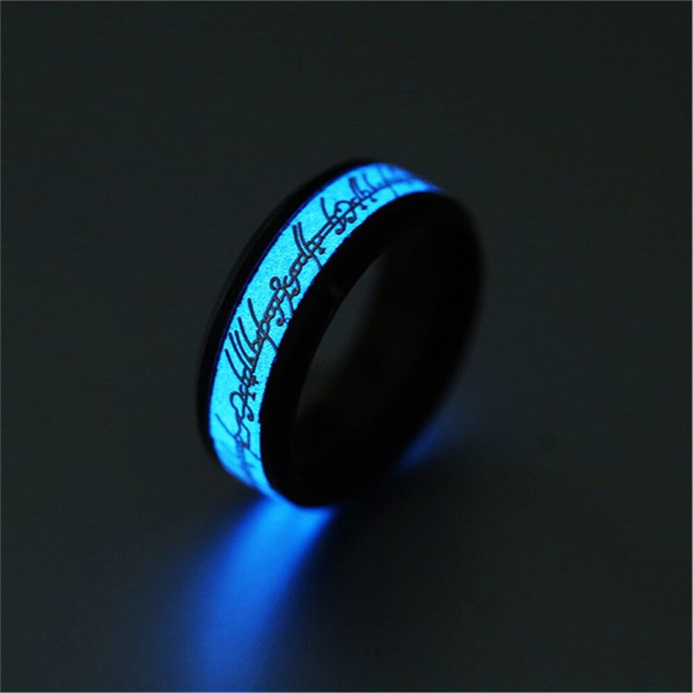 I den lysende ring blå fluorescerende rustfrit stål smykker titanium stål ring ringen mænds og kvinders bryllup ri