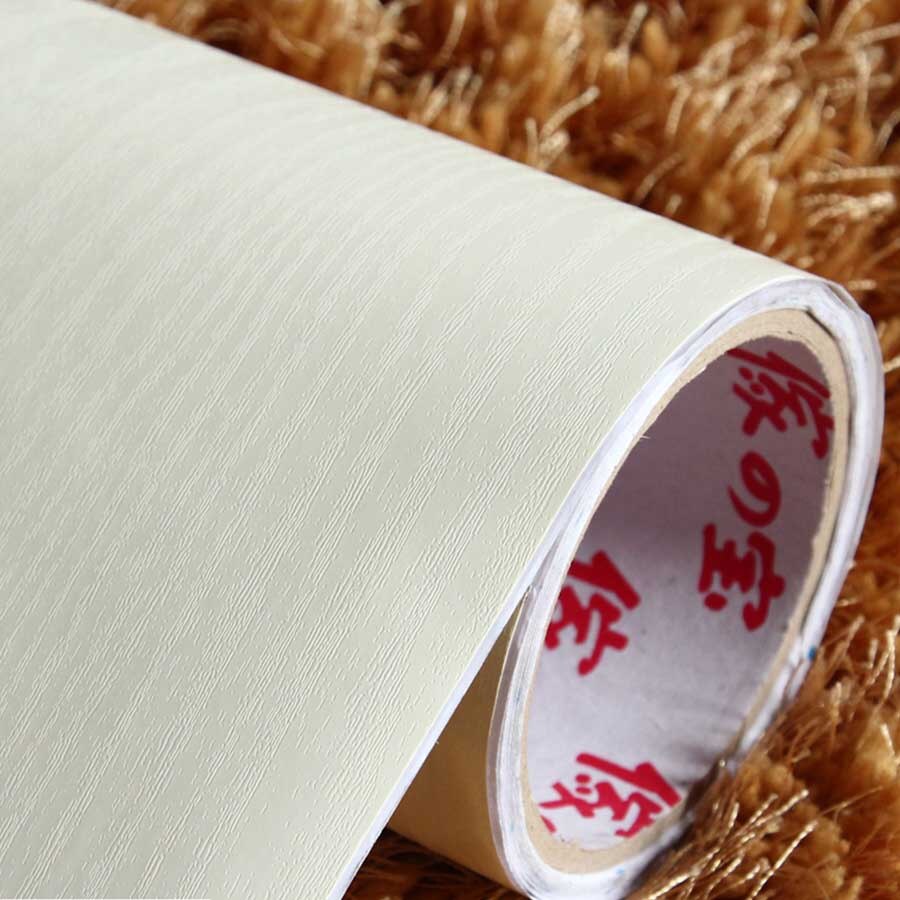 White Wood grain Home Decor Furniture vinyl Waterproof stickers Self Adhesive PVC wallpaper Bathroom desk door decorative films: Creamy White / 3m x 40cm