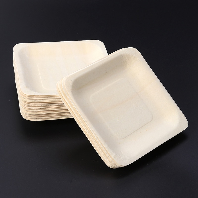100 stuks wegwerp vierkante houten borden draagbaar servies voor verjaardagsfeestjes bruiloften restaurant picknick barbecue 140 x 140mm