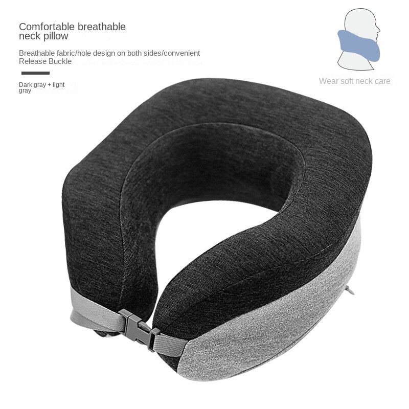 U Shaped Breathable Travel Pillow Portable Neck Car Plane s Stretcher Ring Bearer: dark grey