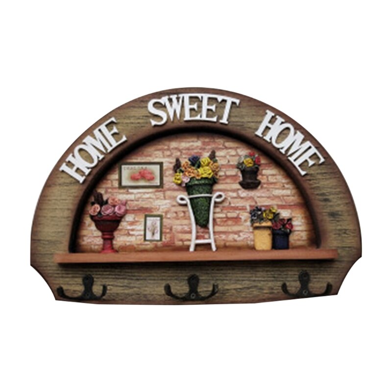 Mediterrane Stijl Retro Hout Kleerhanger Muur Gemonteerde Kapstok Sleutelhouder Hoed Sjaal Handtas Opslag Hanger: a living room