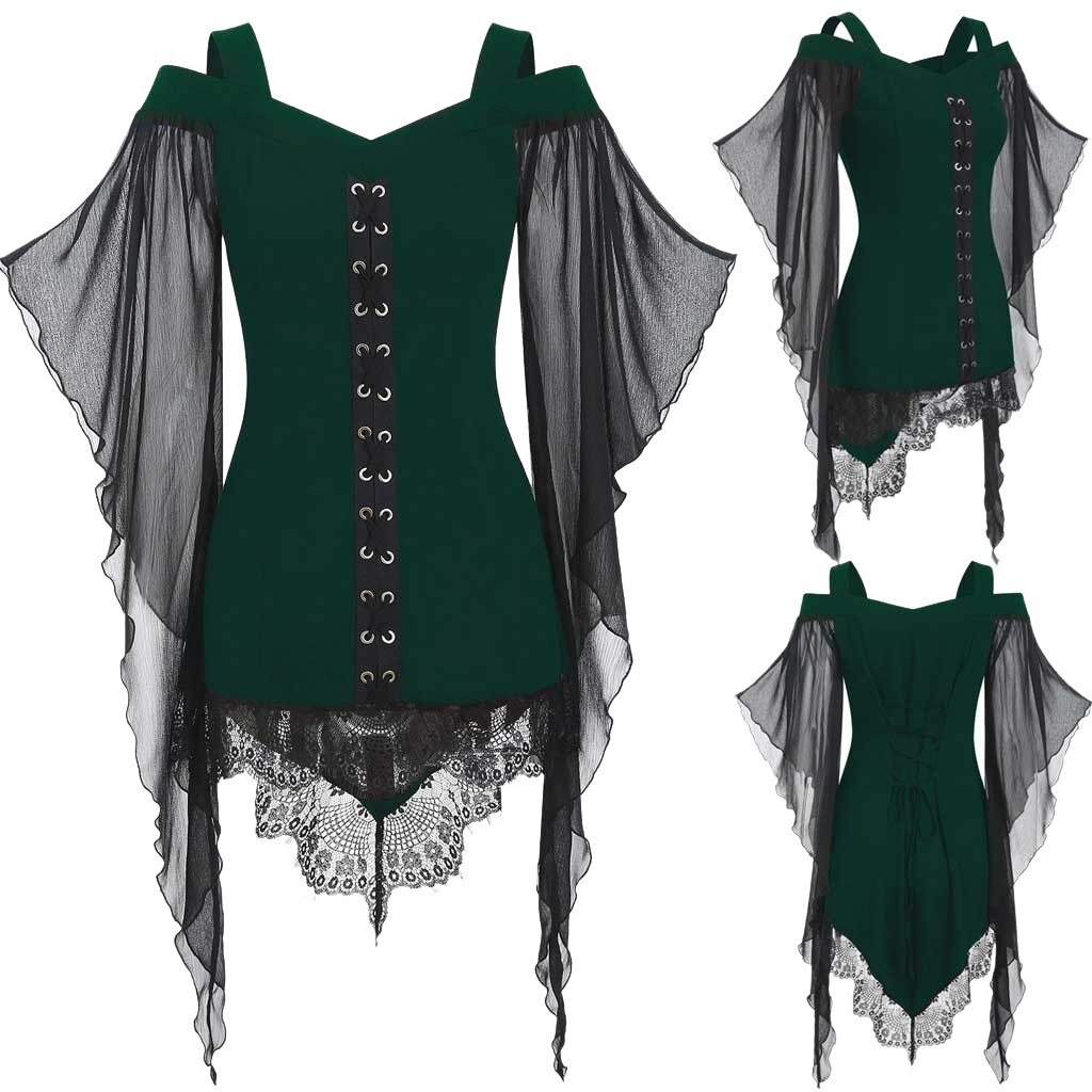 Costumes d'halloween gothiques en dentelle, croisés pour femmes, hauts de grande taille, robes d'halloween pour adultes, à la