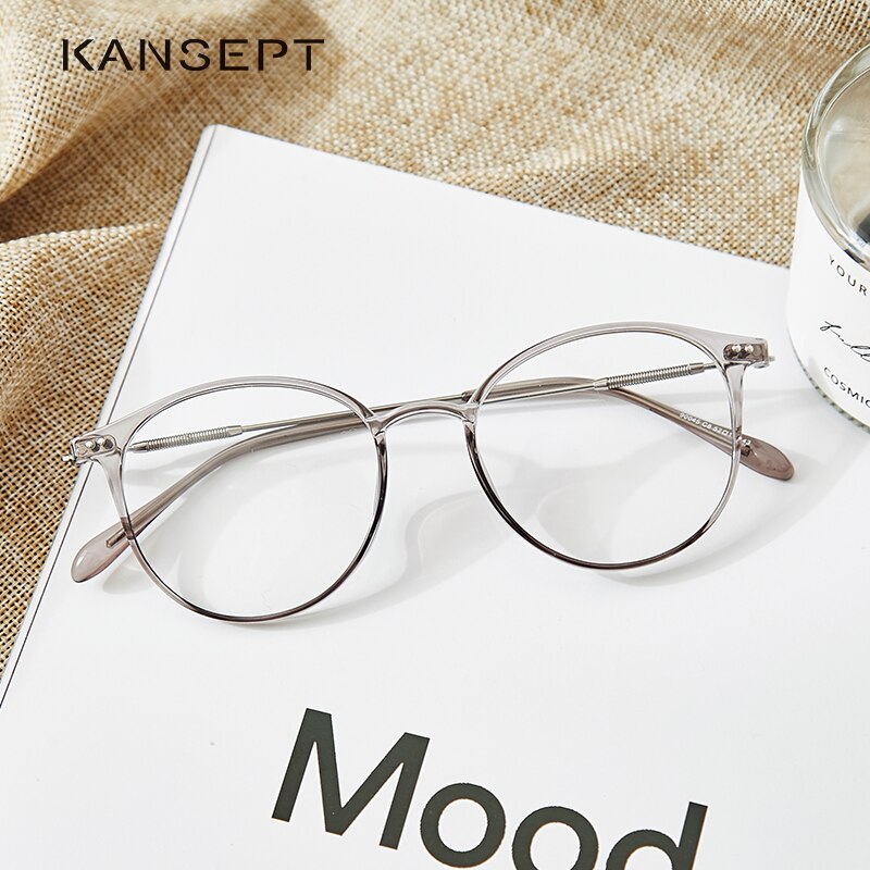 KANSEPT Acetate Glasses Frame Women Round Prescription Eyeglasses Ultralight Myopia Circle Eye Glasses Frame 90045