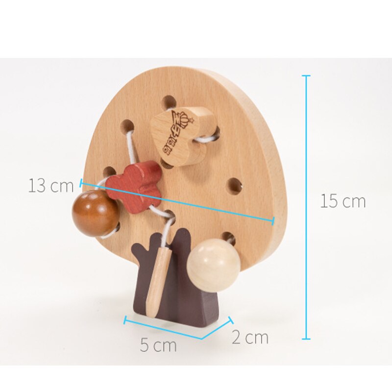 Wooden Threading Toy - Large Beads for Kids - Hand-Eye Coordination - Educational Animal & Nature Board
