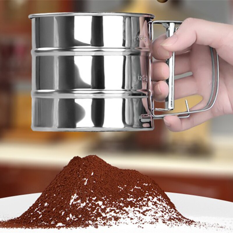 Keuken Tool Rvs Mesh Zeefje Mechanische Bakken Poedersuiker Shaker Zeef Tool Cup Vorm