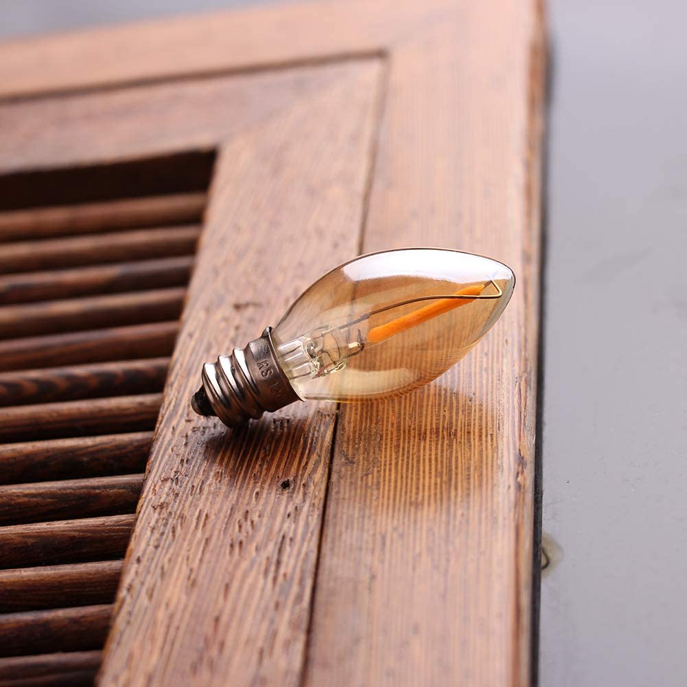 Bombillas LED de noche C7 lámpara E12 E14 Base bombillas decorativas 0,5 vatios vela pequeña mini bombilla 2200K vidrio ámbar