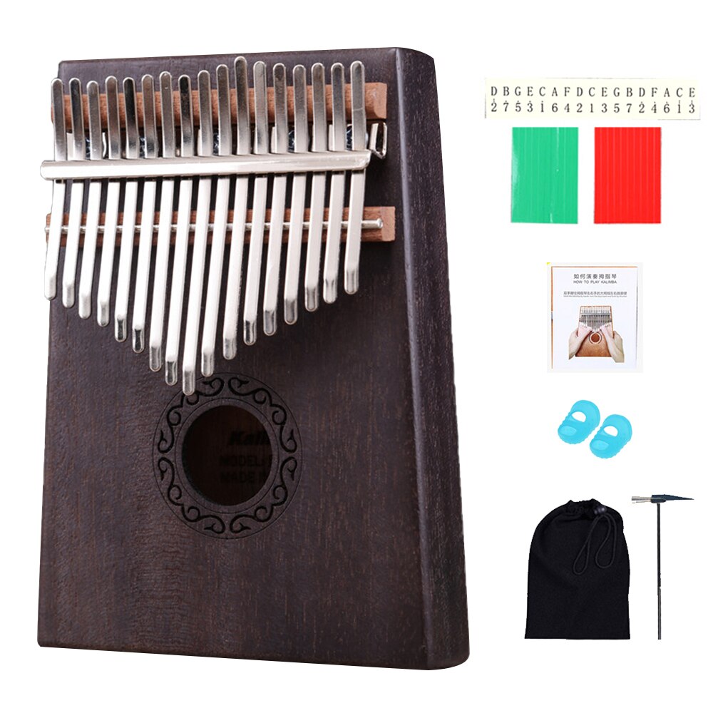 Thumb Piano Kalimba 17 Key Wood Mahogany Calimba Body Musical Instruments Mbira Kalimba with Learning Book & Hammer: Black