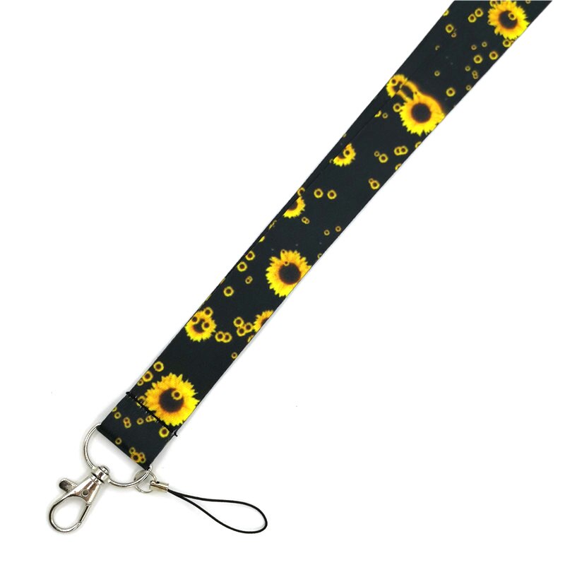 Sunflowers Keychain Lanyard For Keys ID Badge Holder Keys Hang Rope Neck Straps Keyrings Webbing Ribbon Mobile Phone Accessories