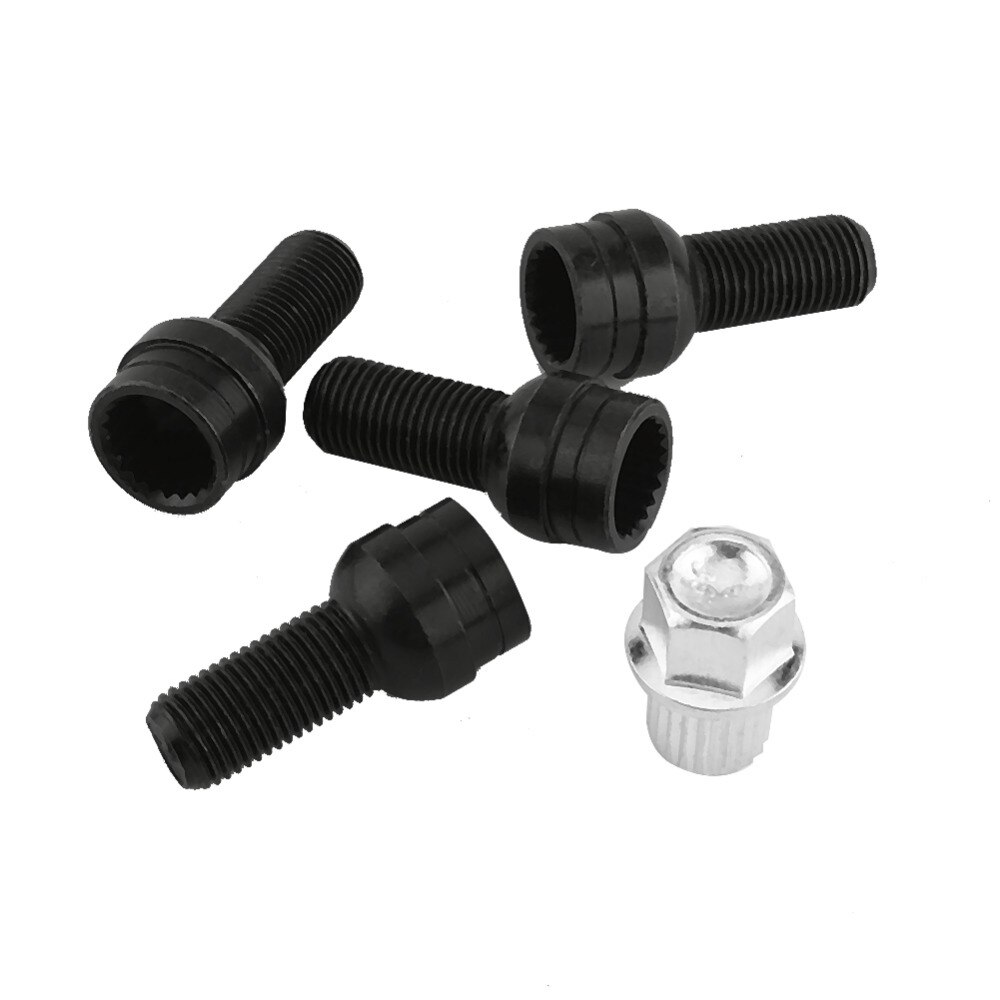 4+1 hjulbolter og låsemuttersett med nøkkel til vw golf 4 mk4 passat  b5 8 d 0601139f hjulmutter