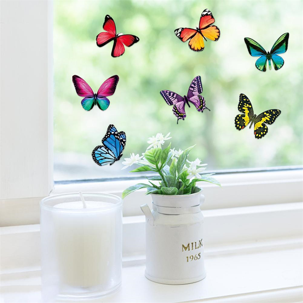20PCS Butterfly Window Stickers Beautiful 3d Butterfly Wall Decor Anti-collision Window Clings Decals for Home Parlour Bathroom