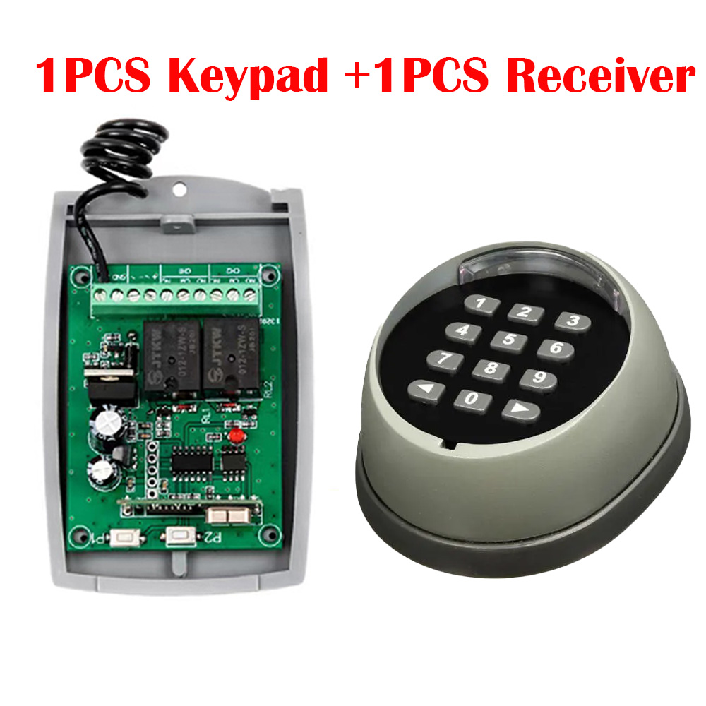 metal Wireless keypad gate opener keypad rolling code 433mhz keypad with 12V/24V 2 Channel Receiver for garage door