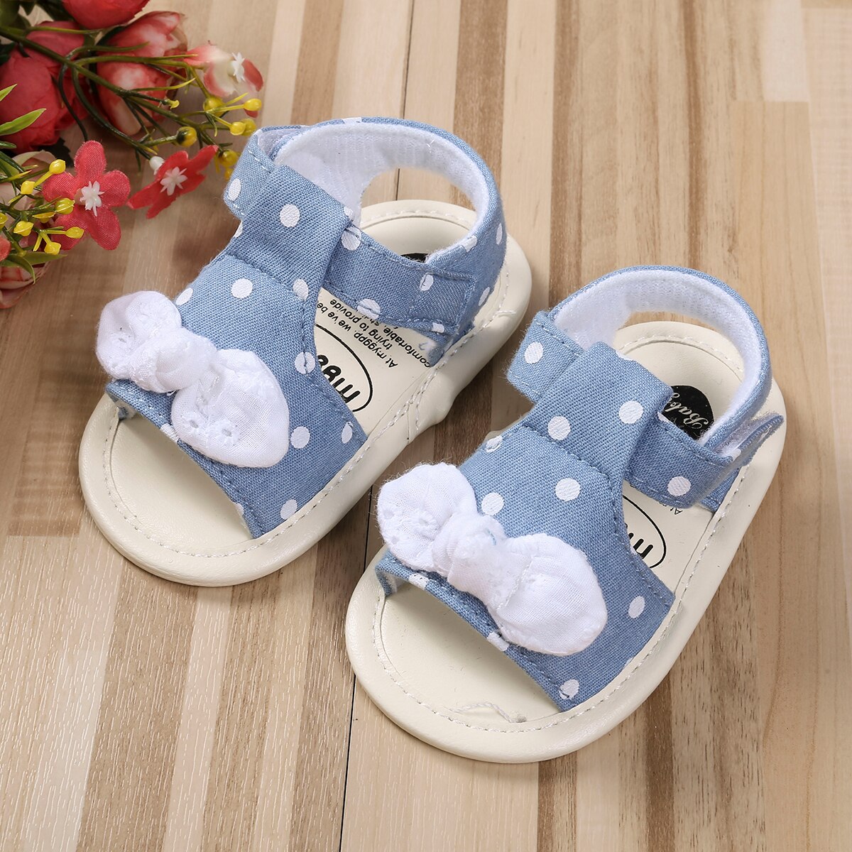 Baby Girls Summer Sandals Newborn Infant Bowknot Soft Sole Shoes Casual Cotton Toddler Shoes Fit For 0-18M: Blue / 0-6 Months