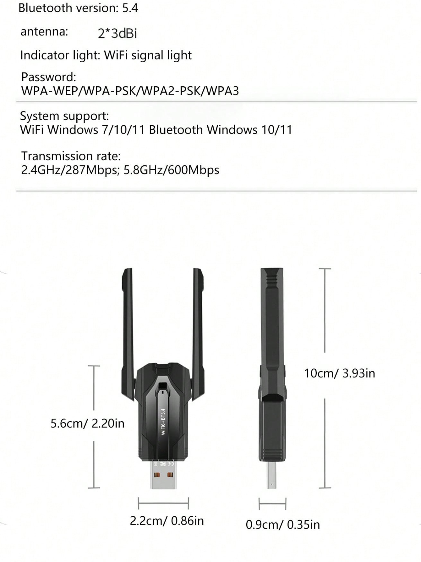 WiFi6 driver-free dual-band 5G network card, Bluetooth 5.4 dual-in-one , 1300Mbps high-speed USB receiver