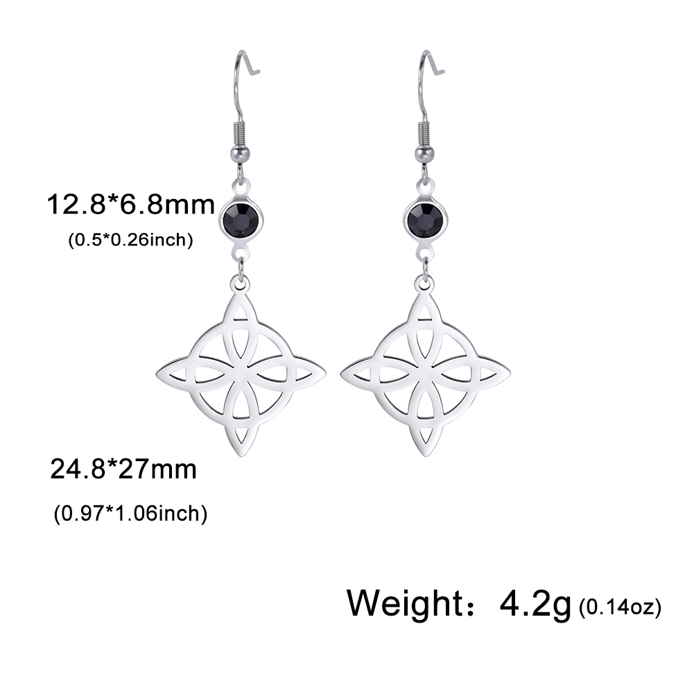 Unift Pendientes góticos de acero inoxidable para mujer y hombre, aretes de pentagrama de Triple runa, fase lunar, joyería Vintage, Piercing de oreja, nudo de bruja