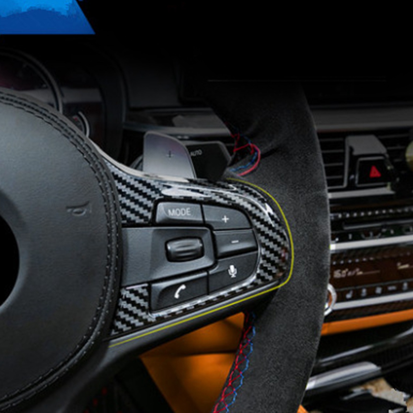 Rivestimento decorativo per volante in fibra di carbonio per BMW Serie 5 G30 2018 2019
