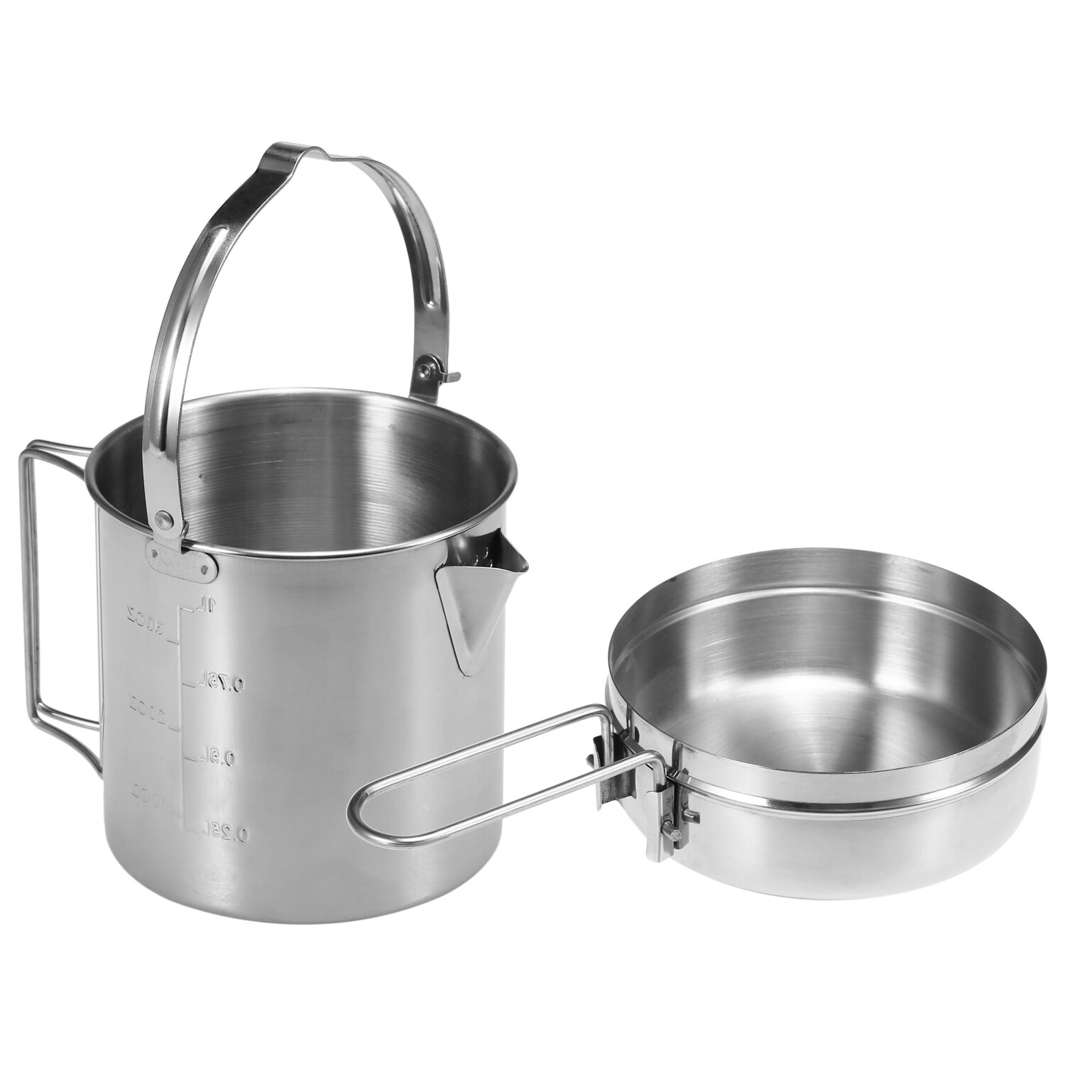 1L Camping Waterkoker Roestvrij Staal Koken Waterkoker Camping Pot Draagbare Outdoor Camping Backpacken Pot Met Opvouwbare Handvat