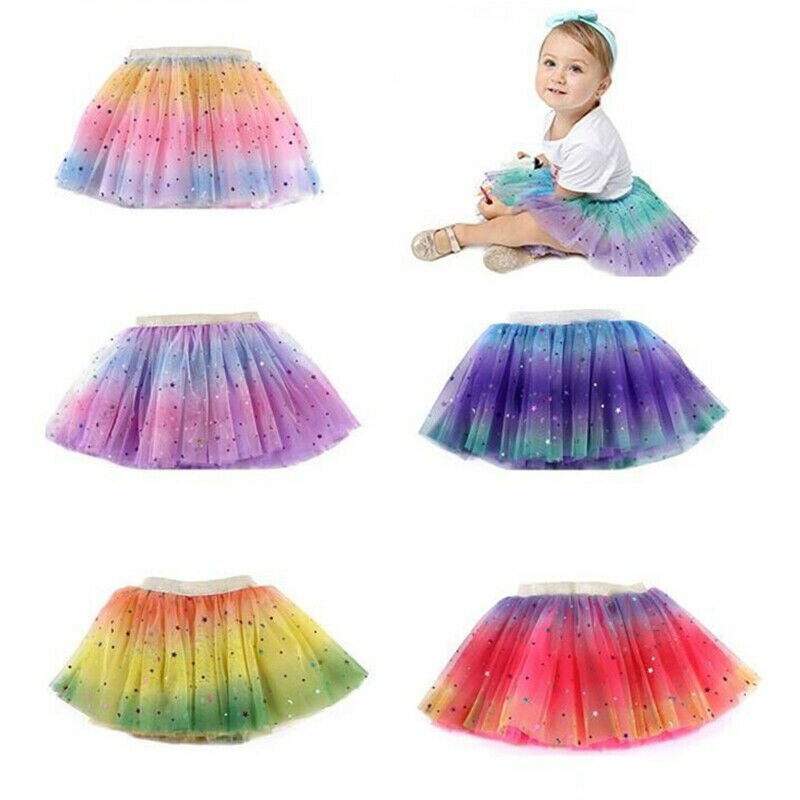 Regenboog tutu rok voor babymeisjes, 3 lagen tule, prinsessenmeisje, verjaardagsballet, dans, paillettenrok