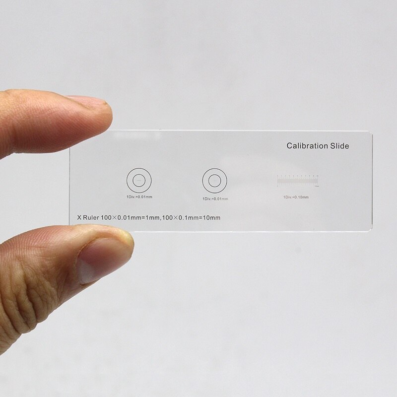 DIV 0.01 mm 0.1 mm Calibration Slides Microscope Stage Micrometer Horizontal Ruler Cross Scale Ruler 3 Measurement Glass Slide