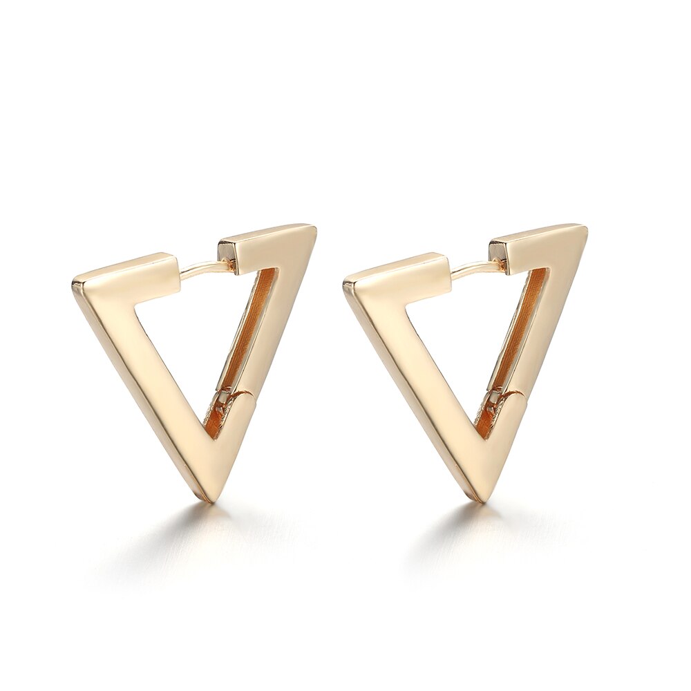 Minimalist Star Rectangle Triangle Geometric Hoop Earrings for Women Gold Color Copper Love Heart Hexagon Earrings Female: Triangle