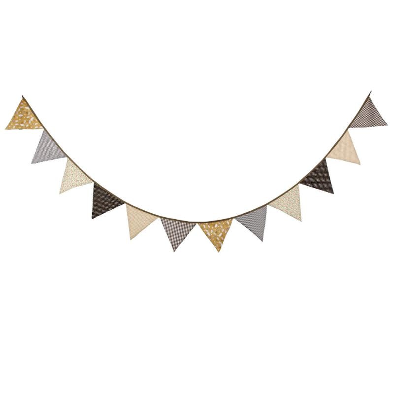 12 flaggor bomullstriangel girlander vimpel vintage bunting banderoll tyg dekor babyshower flaggor bröllopsfest tillbehör 3.2m