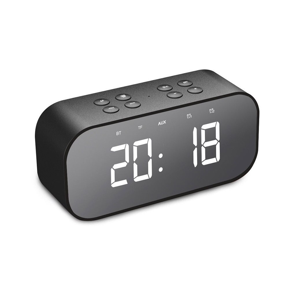 Digital Alarm Clock Bluetooth 5.0 Stereo Speaker LED Mirror AUX TF Music Player Time Display Clock Alarm Loudspeaker Z520