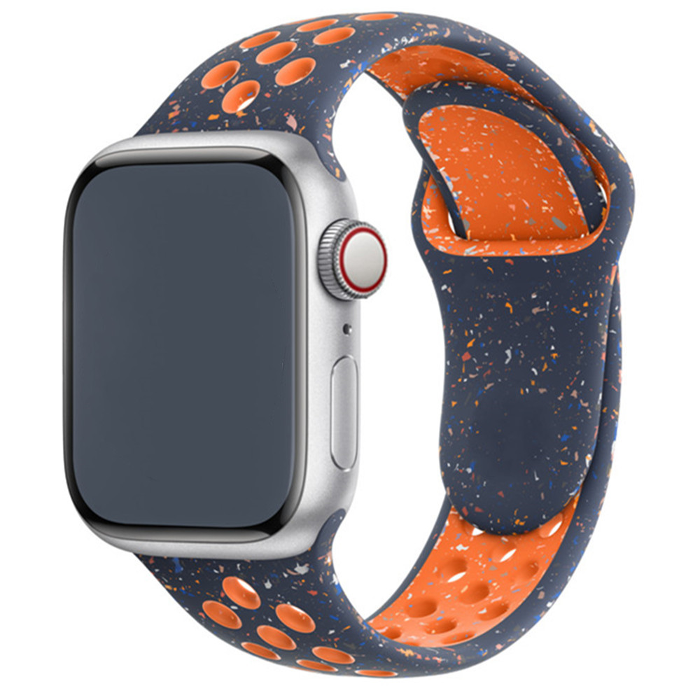 Pulseira de silicone original para apple watch 44mm 45mm 40mm 41mm 46 42mm, pulseira de borracha respirável iwatch series10 9 8 se 7 ultra 2 49mm: GREEN BLUE / 18mm