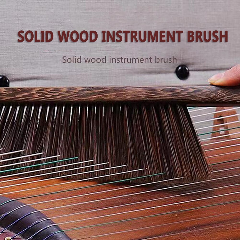 Wooden Handle Guitar Guzheng Dedusting Brush String Instruments Cleaning Tool Soft Bristles Piano Brush with Handle